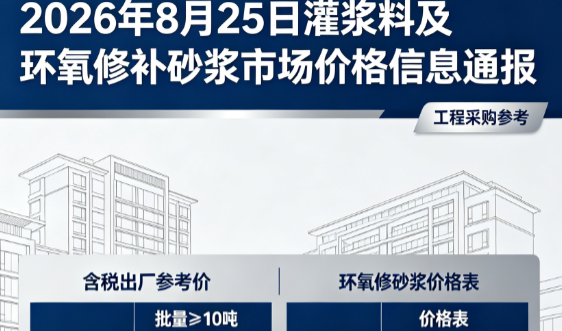 常德2026年8月25日灌浆料及环氧修补砂浆市场价格信息通报